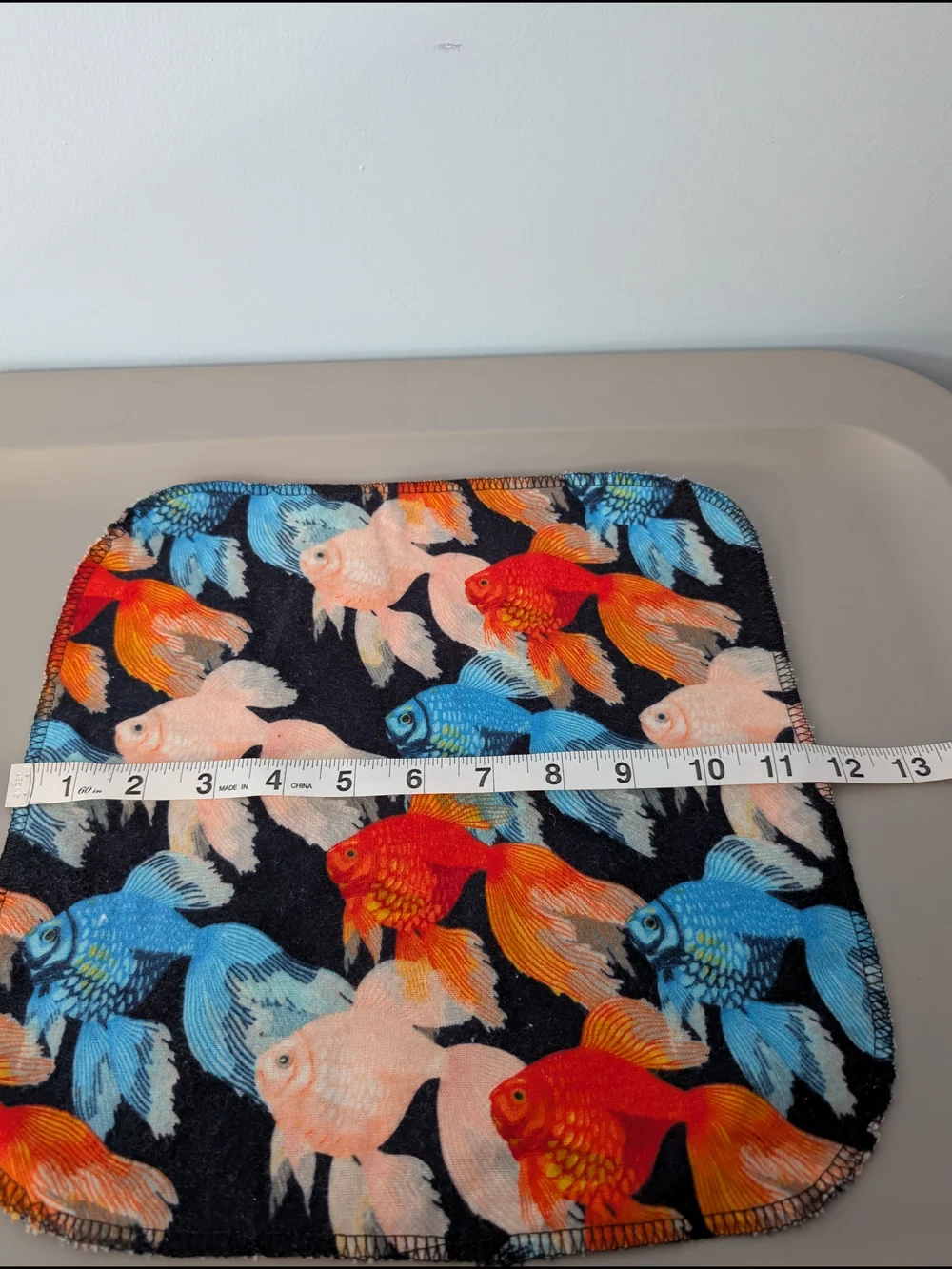 Set Of 4 Hand Crafted 100% Cotton Goldfish Print Wash Cloths